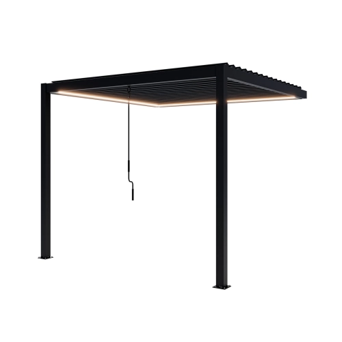 Przyścienna Pergola tarasowa aluminiowa NORDVIC Skyline LED Light 3 x 3 m Antracyt